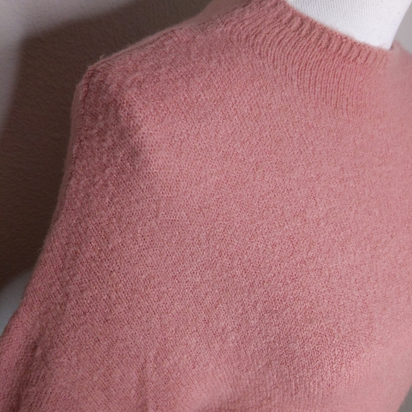 WAYF Milo Knot Tie Front Mockneck Sweater Pink Wool Blend Nordstrom Small NWT - Picture 4 of 8